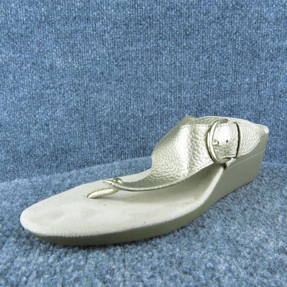 Aerosoles Flow Down Women Flip Flop Sandal Shoes Size 7.5 Medium‎ Gold Synthetic - Picture 1 of 10